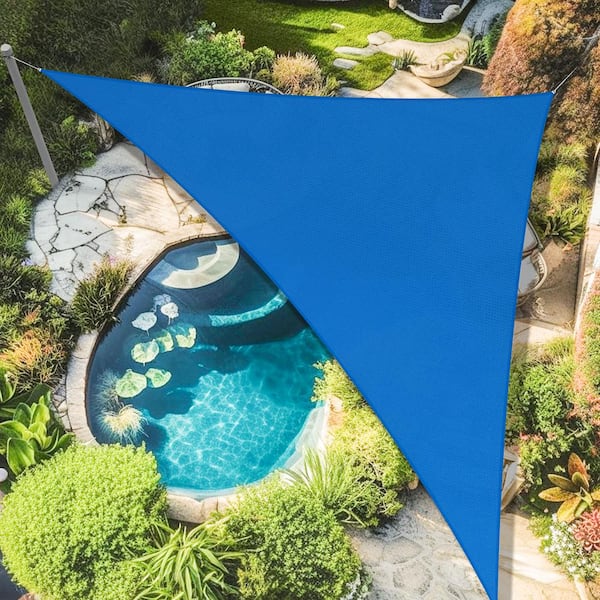 Artpuch 15 ft. x 15 ft. x 21.2 ft. Customize Sun Shade Sail Blue UV Block 185 GSM Commercial Triangle Outdoor Covering Backyard