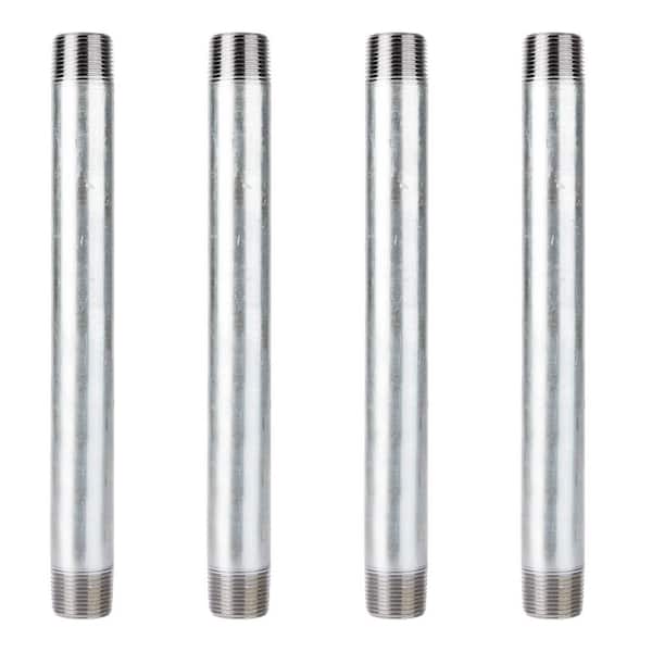 PIPE DECOR 1 in. x 12 in. Galvanized Steel Nipple, 4 Pack