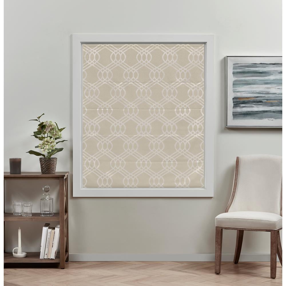 Natural Woven Jacquard Cordless Blackout Roman Shade 27" x 64"