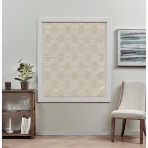 Prague Trellis Natural Cordless Total Blackout Roman Shade 27 in. W x 64 in. L