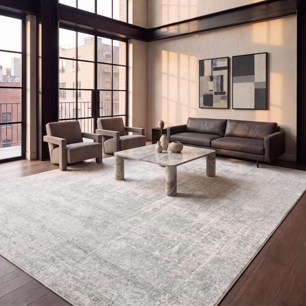 Adirondack 9 ft. x 12 ft. Sage/Ivory Abstract Area Rug