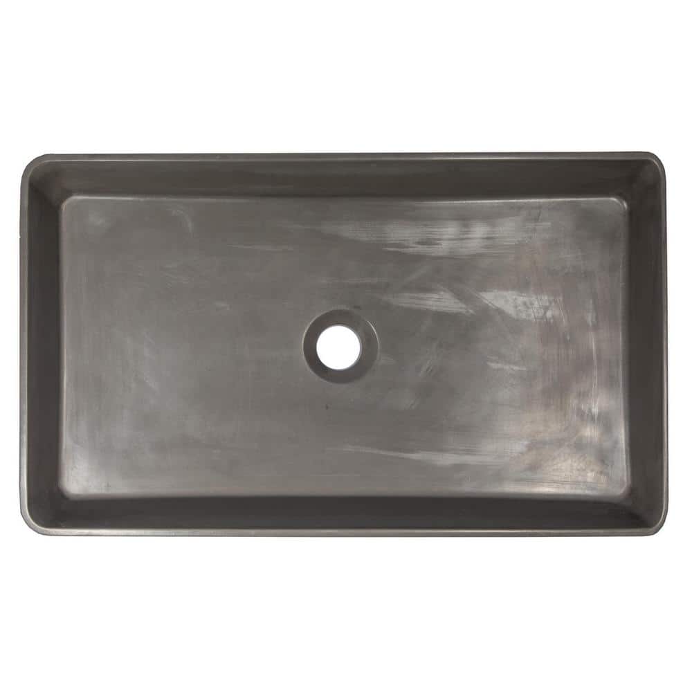 Charcoal Concrete Rectangular Vessel Sink with Rounded Corners