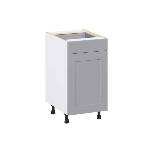 Roseland 18 in. W x 24 in. D x 34.5 in. H Assembled Shaker Double Trash Can Kitchen Cabinet in Slate Gray with Drawer