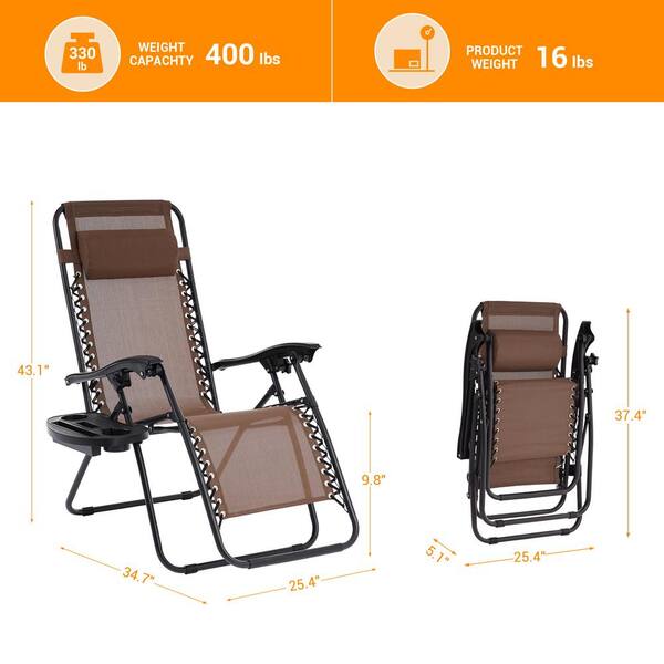 Joyesery Brown Zero Gravity Folding, Zero Gravity Chair Table Attachment