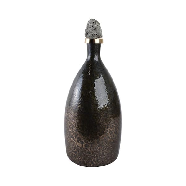 Black/Silver/Gold 8 in. x 18 in. Bottle Glass Sculpture