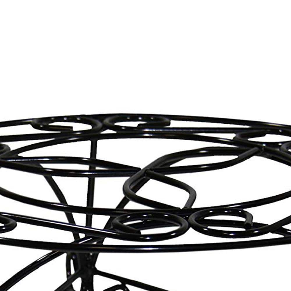 Glossy Black Round Metal Swirl Mosaic Plant Stand