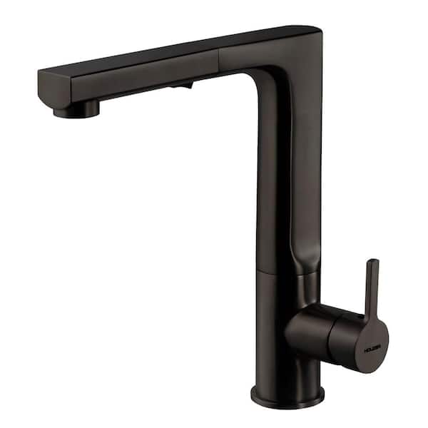 HOUZER Ascend Single-Handle Pull Out Sprayer Kitchen Faucet with CeraDox Technology in Oil Rubbed Bronze