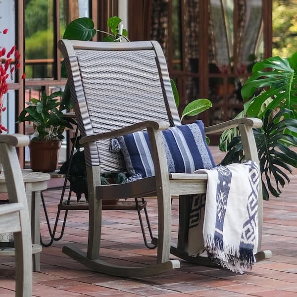 Cambridge Casual Clayton Weathered Gray Wood Outdoor Rocking Chair