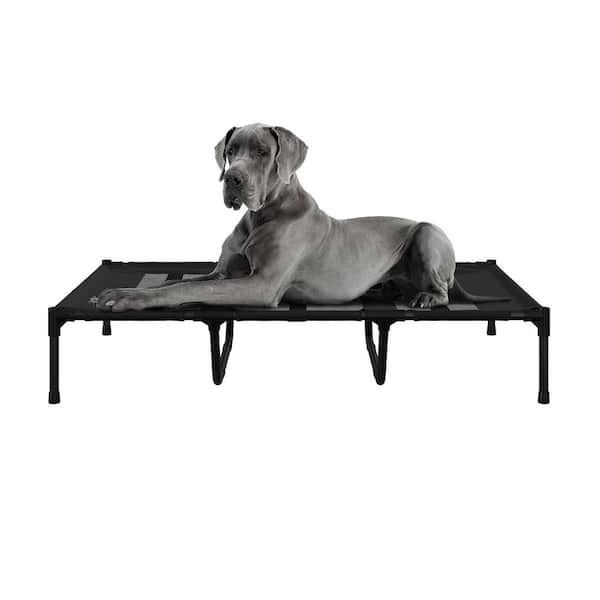 Petmaker Elevated Dog Bed- 48 in. x 36 in. Black Portable Pet Bed with Non-Slip Feet - Indoor/Outdoor Dog Cot or Puppy Bed