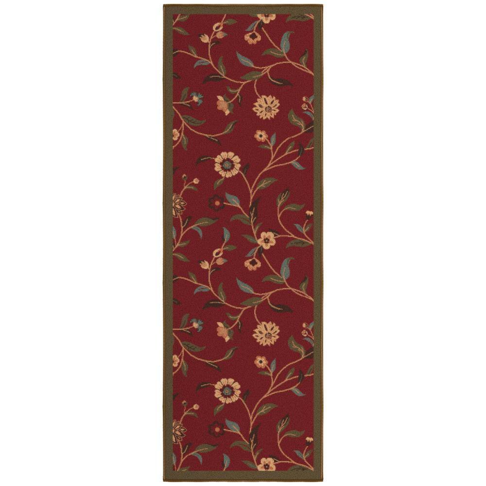 Ottomanson Ottohome Collection NonSlip Rubberback Floral Leaves 2x5