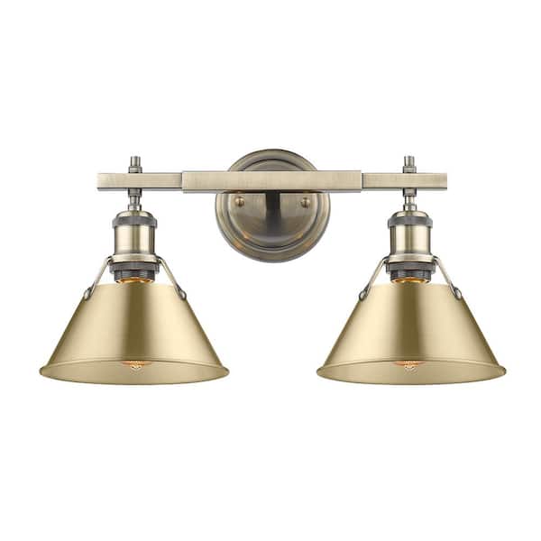 Golden Lighting Orwell 18.25 in. 2-Light Aged Brass and Brushed Champagne Bronze Vanity Light