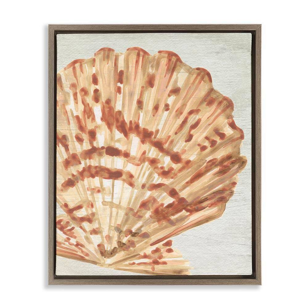 Tan & Beige Clam by June Erica Vess Brown Floater Frame Coastal Graphic Art Print 31 in. x 25 in. price history on PriceWatchPro