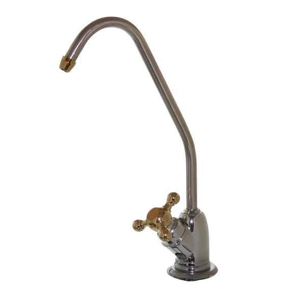 ISPRING 3-Lever Silver Chrome Drinking Water Reverse Osmosis Faucet with Golden Handle and Tip