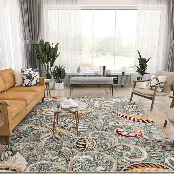 Capri Abstract Seafoam 8 ft. x 10 ft. Indoor Area Rug