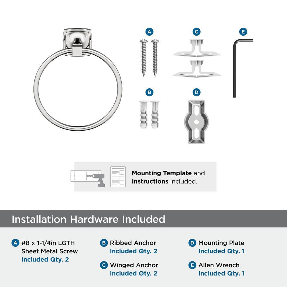 Stature Chrome Wall Mounted Towel Ring