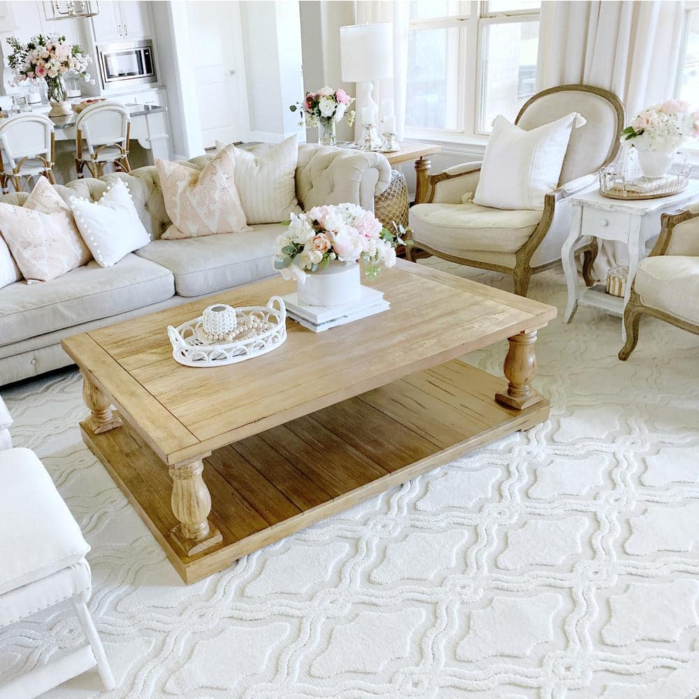 Natural Gray Trellis Synthetic Stain-Resistant Area Rug 9' x 13'