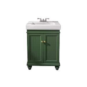 Legion Furniture 24 in. W x 14.25 in D. x 34.50 in. H Bath Vanity in Vogue Green with White Basin
