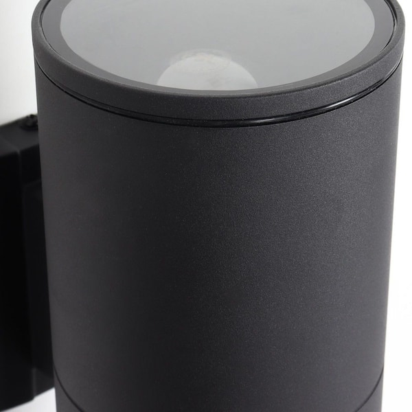 LNC Modern 12 in. Black Hardwired Cylinder Outdoor Wall Lantern