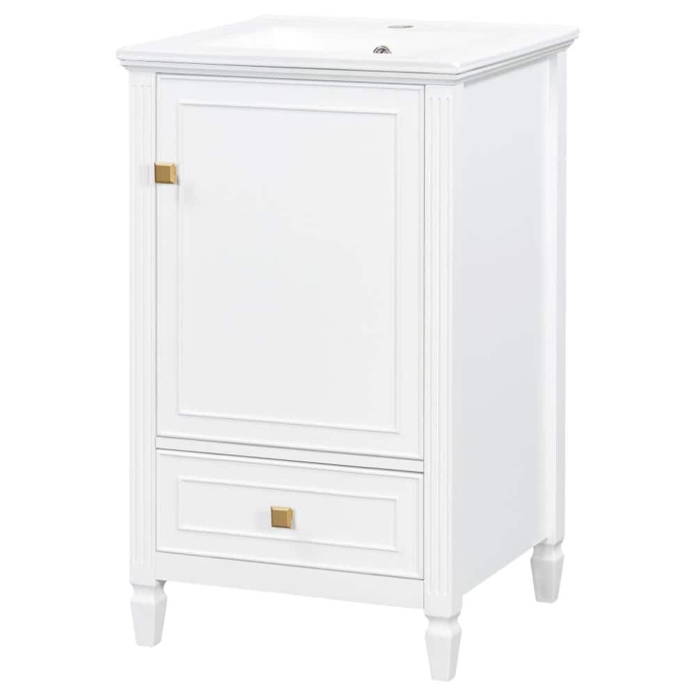 20.1 in. W x 18.3 in. D x 33.1 in. H Freestanding Bath Vanity in White with Ceramic Sink price history on PriceWatchPro
