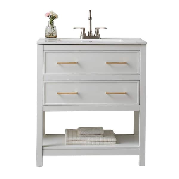 VAPSINT 30 in. W x 18 in. D x 32 in. H Bathroom Vanity in White with