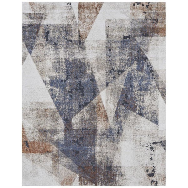 10 ft. x 14 ft. Gray, Blue, Ivory Plaid Area Rug