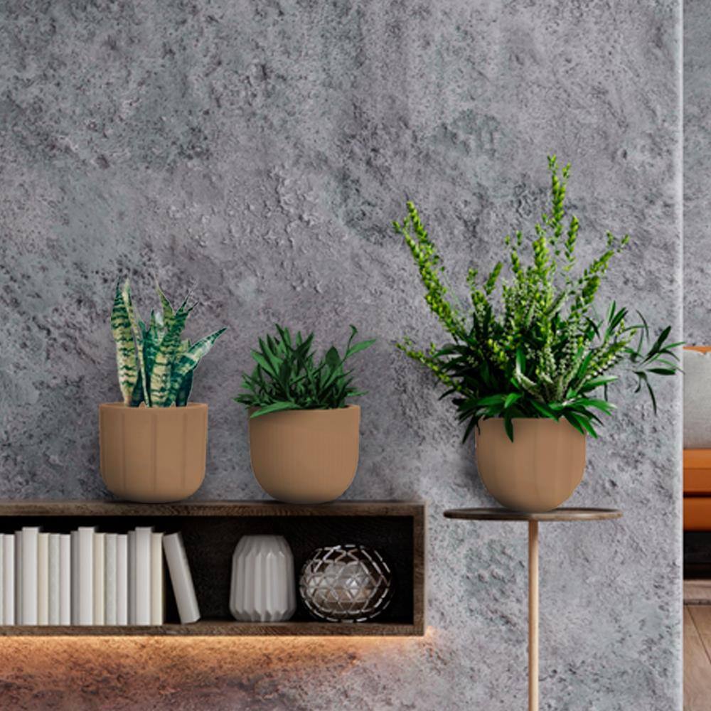 Ochre Polyethylene Resin Egg-Shaped Decorative Planter Set