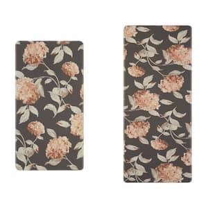 Dark Gray and Rust Floral 17.5 in. x 48 in./17.5 in. x 28 in. Anti-Fatigue Wellness Mat Set