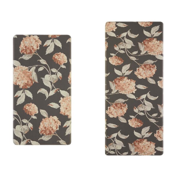Laura Ashley Dark Gray and Rust Floral 17.5 in. x 48 in./17.5 in. x 28 ...