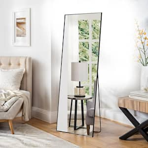 21 in. W x 64 in. H Aluminum Alloy Frame Rectangle Full Length Black Mirror with Shatter-Proof Glass, Floor Standing