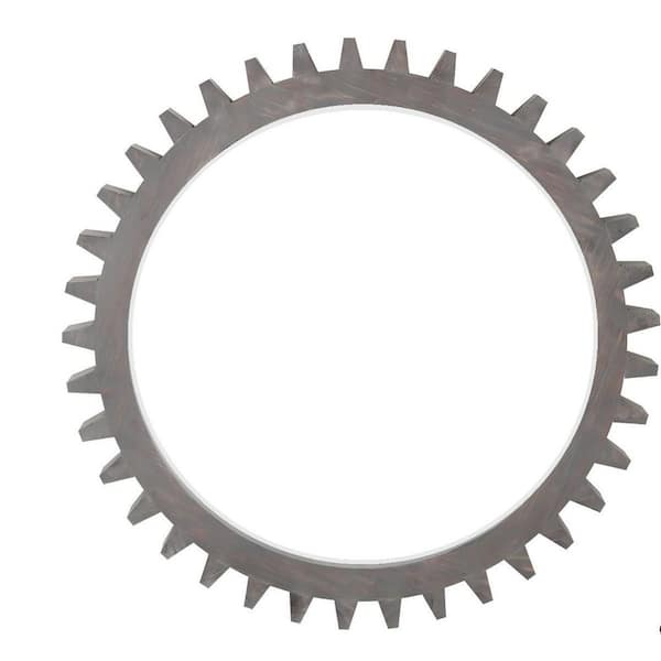 Unbranded Antique White 25.91 in W x 25.91 in. H Wood Washed Vintage Gear Decorative Mirror - Transform Your Space with Elegance