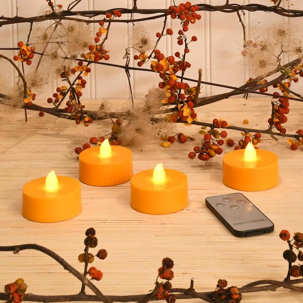 LUMABASE Battery Orange Operated Extra Large Tea Lights with Remote Control  and 2-Timers (4-Count) 84204 - The Home Depot