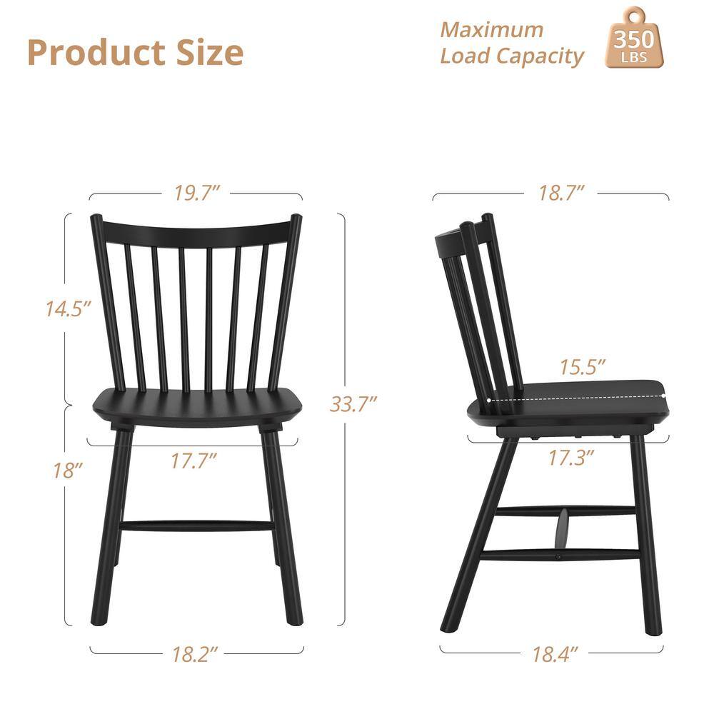 Black High-Back Wood Windsor Side Chairs, Set of 2