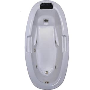72 in. Acrylic Oval Drop-in Whirlpool Bathtub in Biscuit