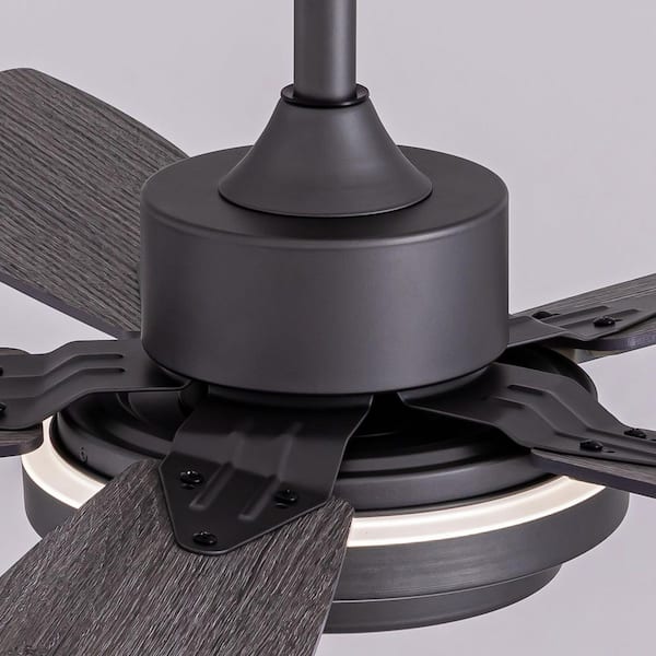 52 in. Indoor Grey Downrod Mount Ceiling Fan with Integrated LED with Remote Control Included