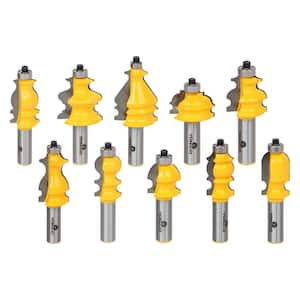 Architectural Molding 1/2 in. Shank Carbide Tipped Router Bit Set (10-Piece)