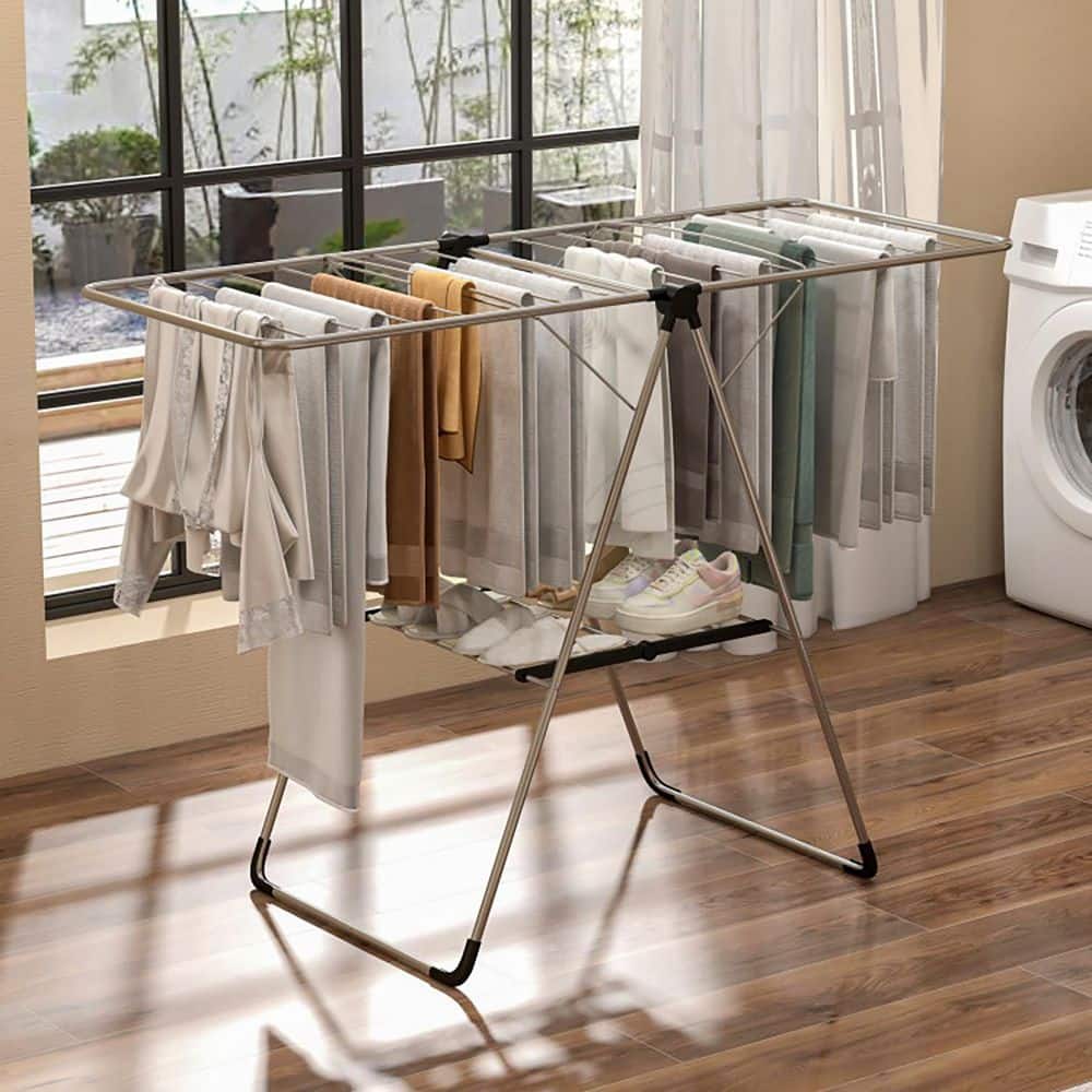 dress dryer rack Amazon.com: ZOCWJK Stainless Steel Laundry Drying Rack, Extendable Clothing Rack, Clothes Drying for Balcony, Ready to Use Once Hung, Wall Mounted Clothes Rack, for Clothes, Shoe(Silver-87 : Home & Kitchen Clothes Drying Rack with 6-Level