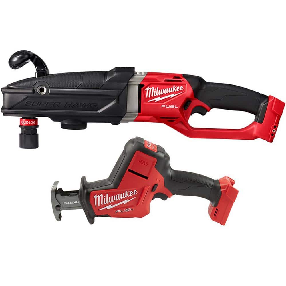 Milwaukee M18 FUEL 18-Volt Lithium-Ion Brushless Cordless GEN 2 SUPER HAWG 7/16 in. Right Angle Drill with M18 FUEL Hackzall -  2811-20-2719-20