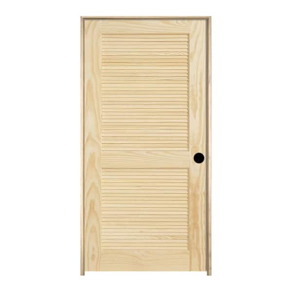 JELD-WEN 36 in. x 80 in. Pine Unfinished Left-Hand Full Louver Solid Wood Single Prehung Interior Door