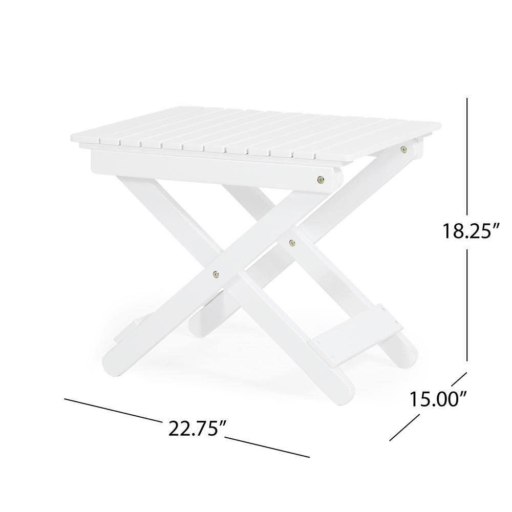 White Folding Wood Outdoor Patio Side Table