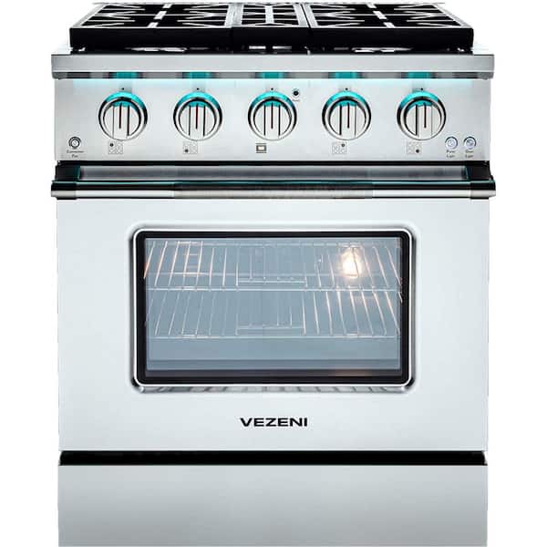30 in. Reminiscia Plus Collection, Dual Fuel Stainless Steel Range 4 Burners Convection Oven LED Light Panel