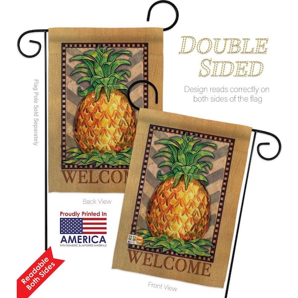 13 in. x 18.5 in. Welcome Elegant Pineapple Garden Flag Double-Sided Food  Decorative Vertical Flags