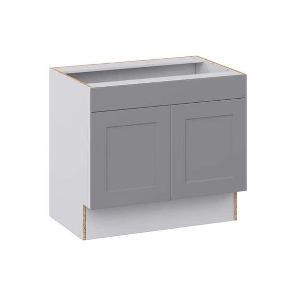 null Roseland 36 in. W x 24 in. D x 32.5 in. H Assembled Shaker Accessible ADA Sink Base Kitchen Cabinet in Slate Gray