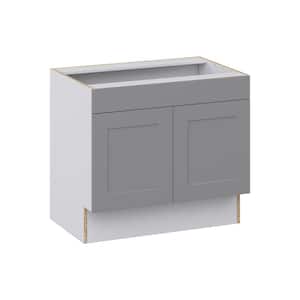 Bristol Painted Slate Gray Shaker Assembled 36in.W x 32.5 in. H x 23.75 in. D Remove Front ADA Sink Base Kitchen Cabinet