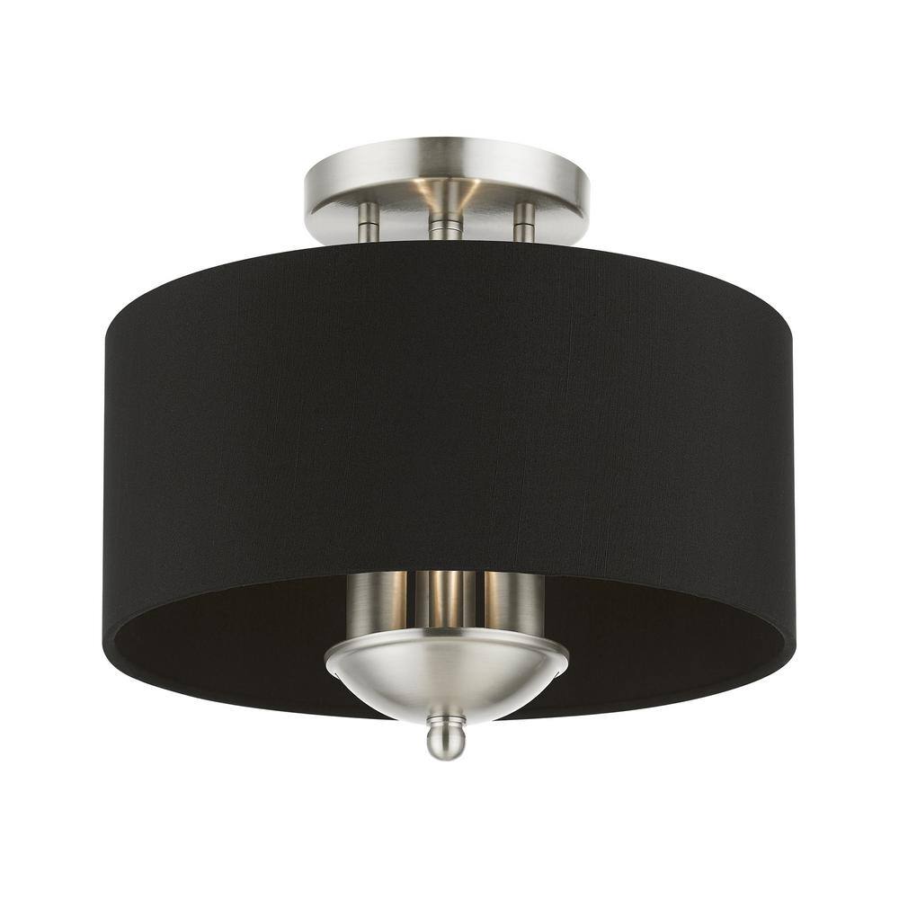 Huntington 12" Brushed Nickel Drum Semi-Flush Mount Light
