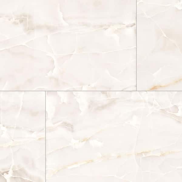 American Onyx Ivory 24 in. x 48 in. Matte Marble Look Porcelain Large Format Floor and Wall Tile (16 sq. ft. /Case)