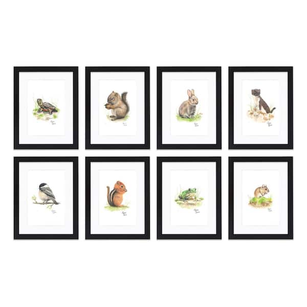 Unbranded "Woodland Tinies" by Alyssa Lewis Set of Eight Black Framed with Mat Animal Art Prints 20 in. x 16 in.