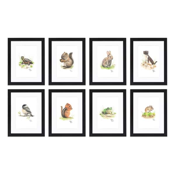Unbranded "Woodland Tinies" by Alyssa Lewis Set of Eight Black Framed with Mat Animal Art Prints 24 in. x 18 in.