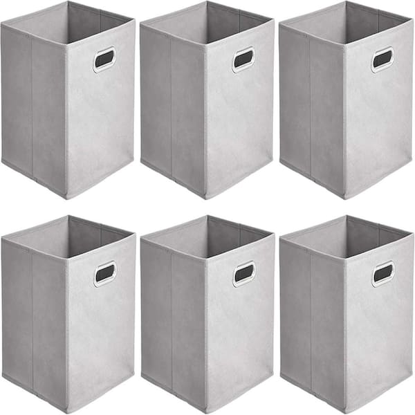 11 in. H x 10.5 in. W x 10.5 in. D Light Grey Fabric Collapsible Cube Storage Bin, Pack of 6