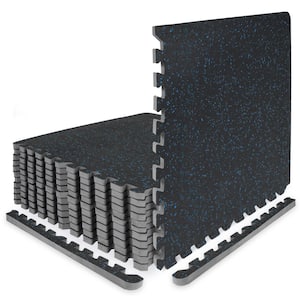 Rubber Top Thick Exercise Puzzle Mat Blue 24 in. x 24 in. x 0.75 in. EVA Foam Interlocking Tiles (12-Pack (48 sq. ft.)