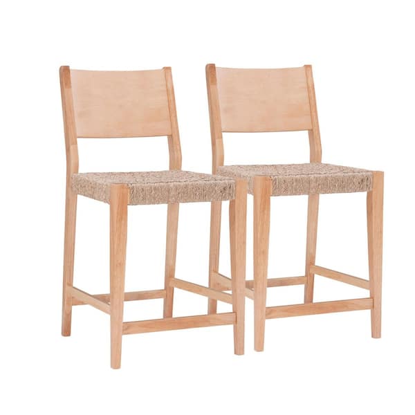 Marlene Natural 24 in. Counter Stool with Woven Rope Seats